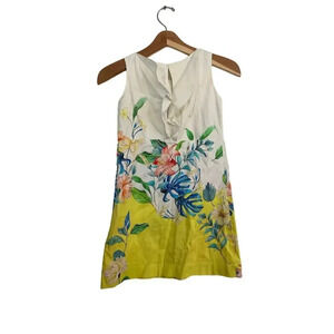 Zara girls Women's Cream Sleeveless Crew Neck Pullover Floral dress Size 9/10